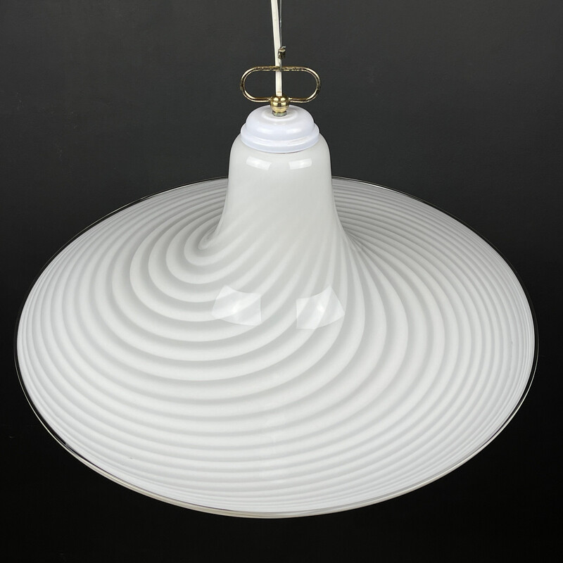 Vintage swirl Murano glass pendant lamp, Italy 1970s