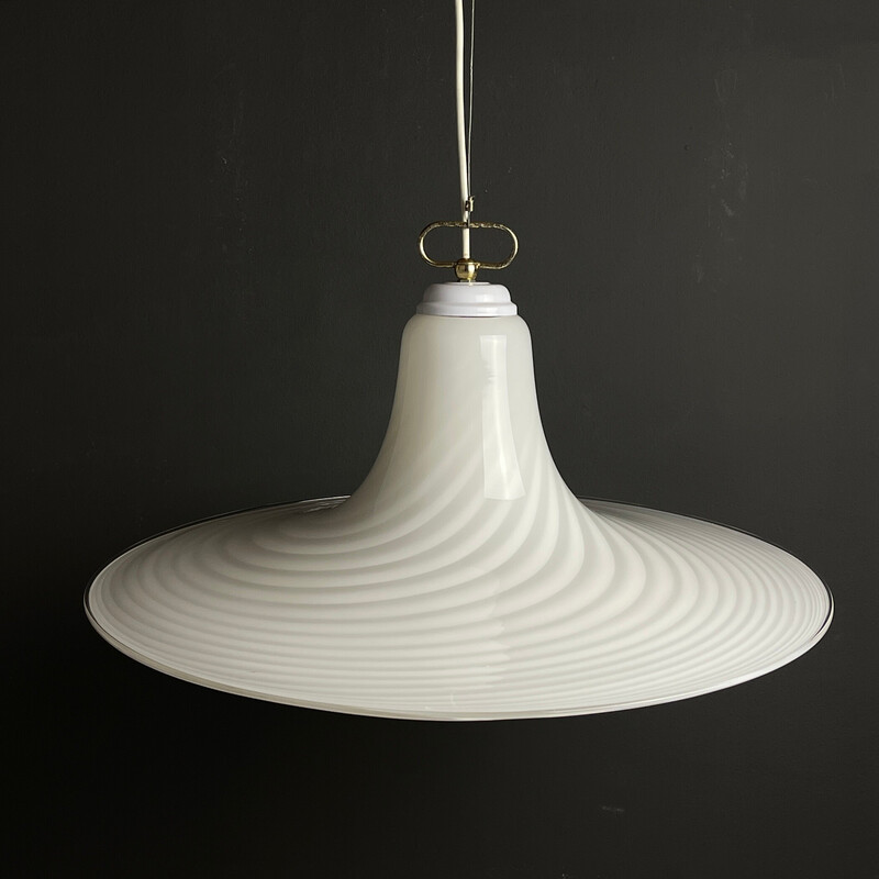 Vintage swirl Murano glass pendant lamp, Italy 1970s