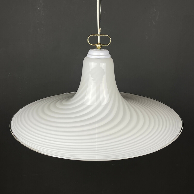 Vintage swirl Murano glass pendant lamp, Italy 1970s