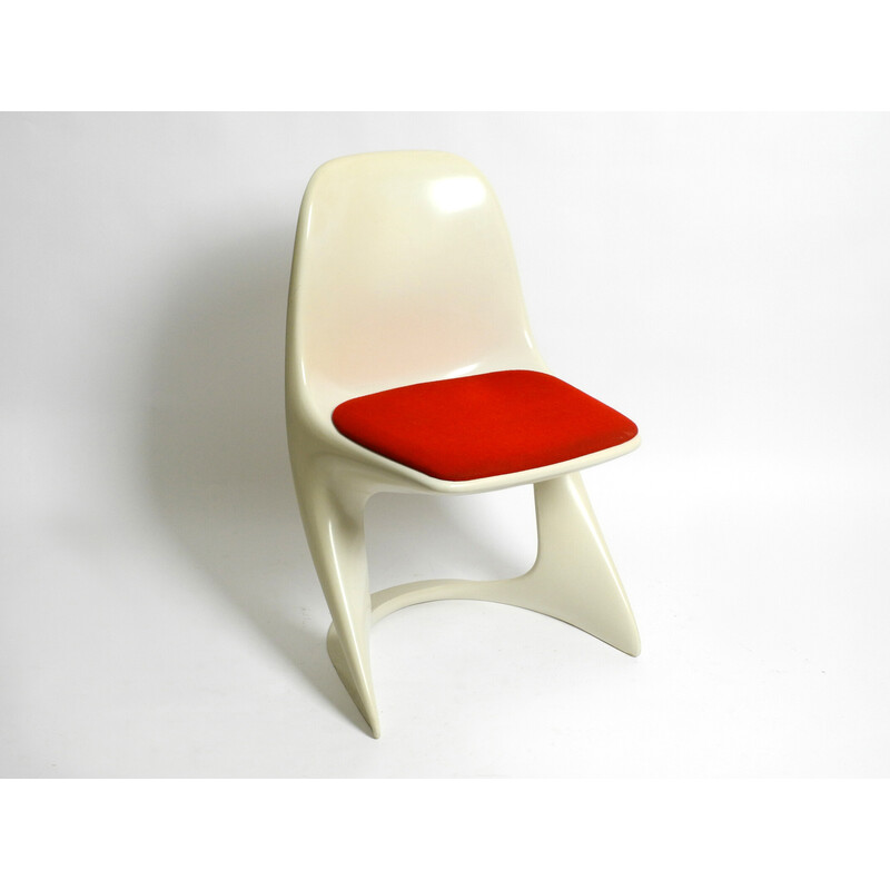 Silla vintage modelo 2001/2002 en tapicería de tela roja de Alexander Begge para Casala, Alemania años 70