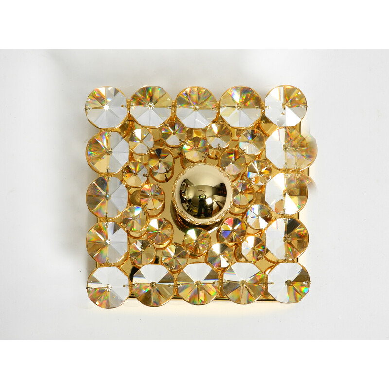 Vintage Palwa brass wall lamp with faceted crystal stones, 1970s