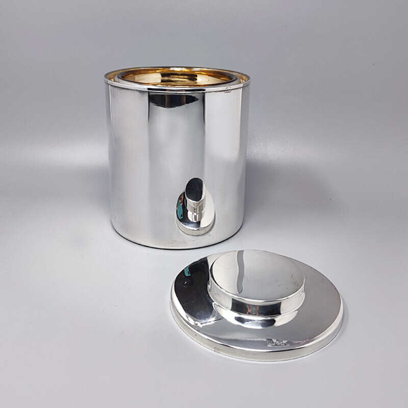 Vintage ice bucket in stainless steel by Aldo Tura for Macabo, Italy 1960s