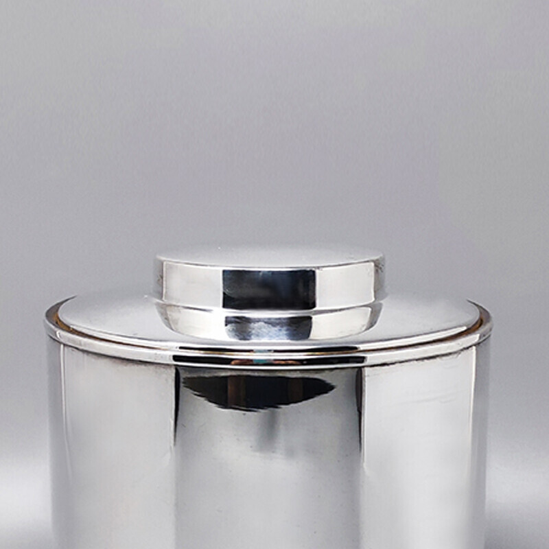 Vintage ice bucket in stainless steel by Aldo Tura for Macabo, Italy 1960s