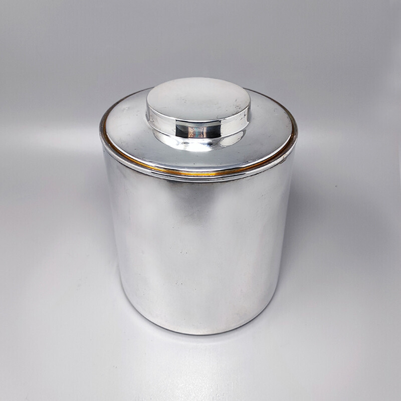 Vintage ice bucket in stainless steel by Aldo Tura for Macabo, Italy 1960s