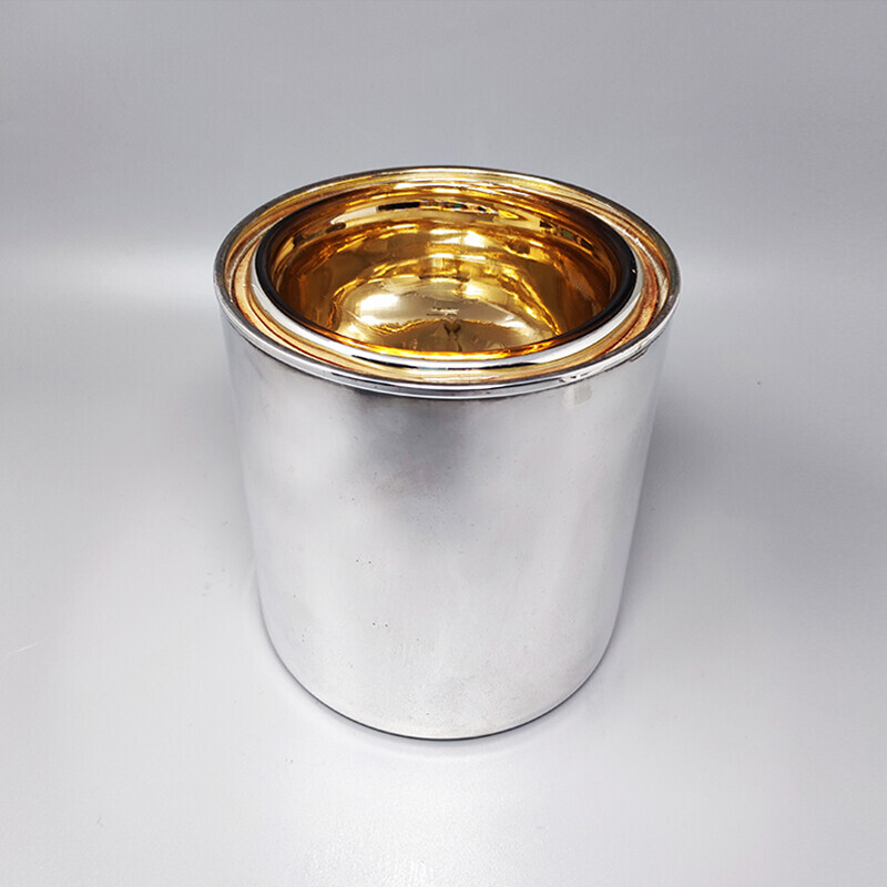 Vintage ice bucket in stainless steel by Aldo Tura for Macabo, Italy 1960s