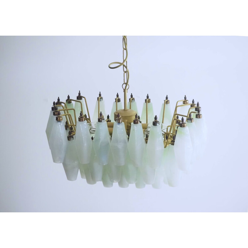 Araña italiana vintage de cristal opalino de Murano