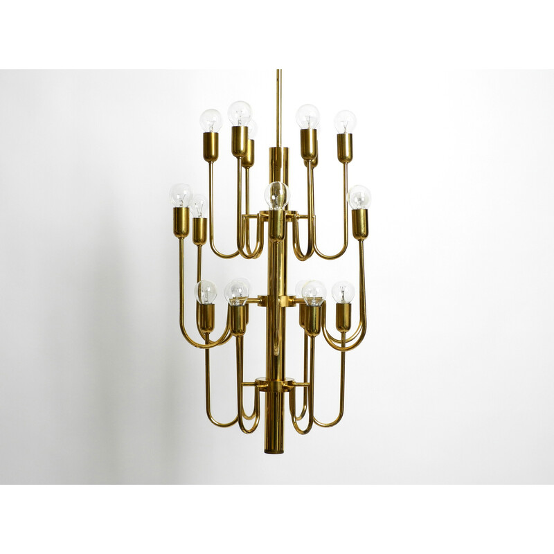 Mid century brass chandelier with a long brass rod