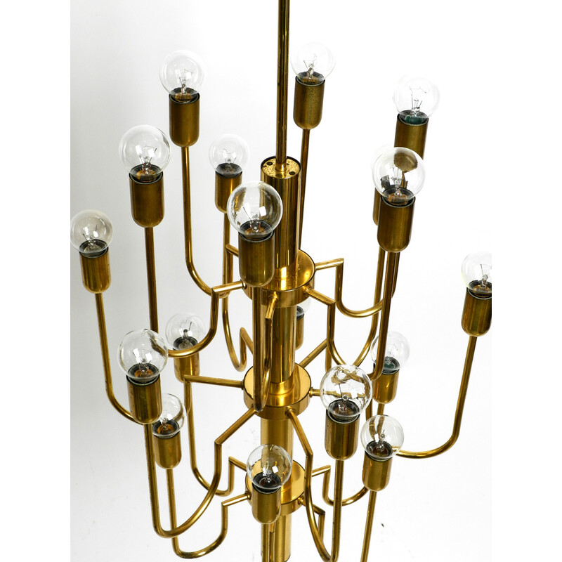 Mid century brass chandelier with a long brass rod