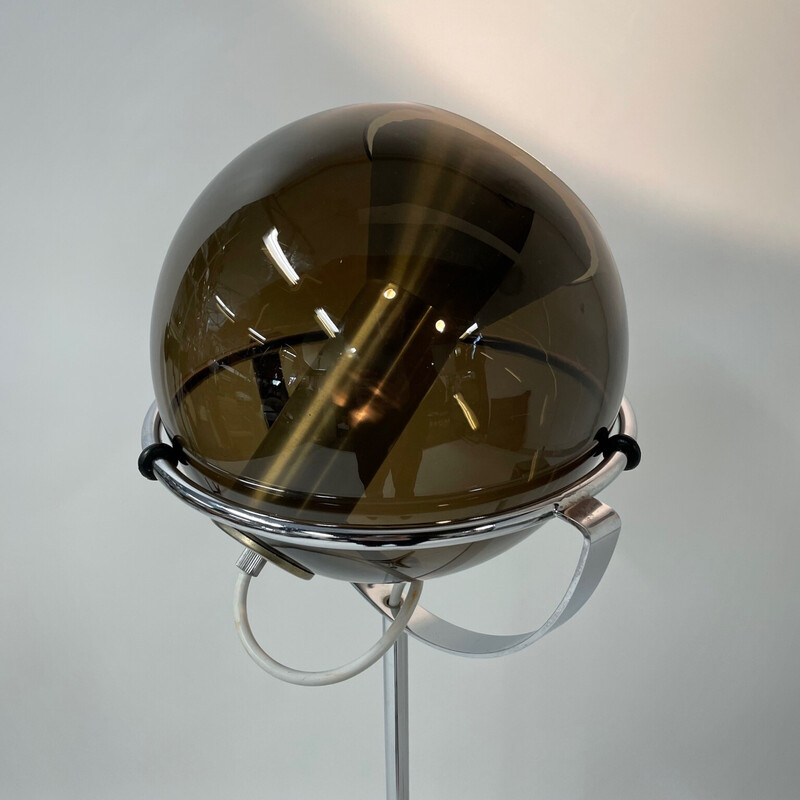 Lampadaire globe vintage en verre fumé par Frank Ligtelijn pour Raak, 1960