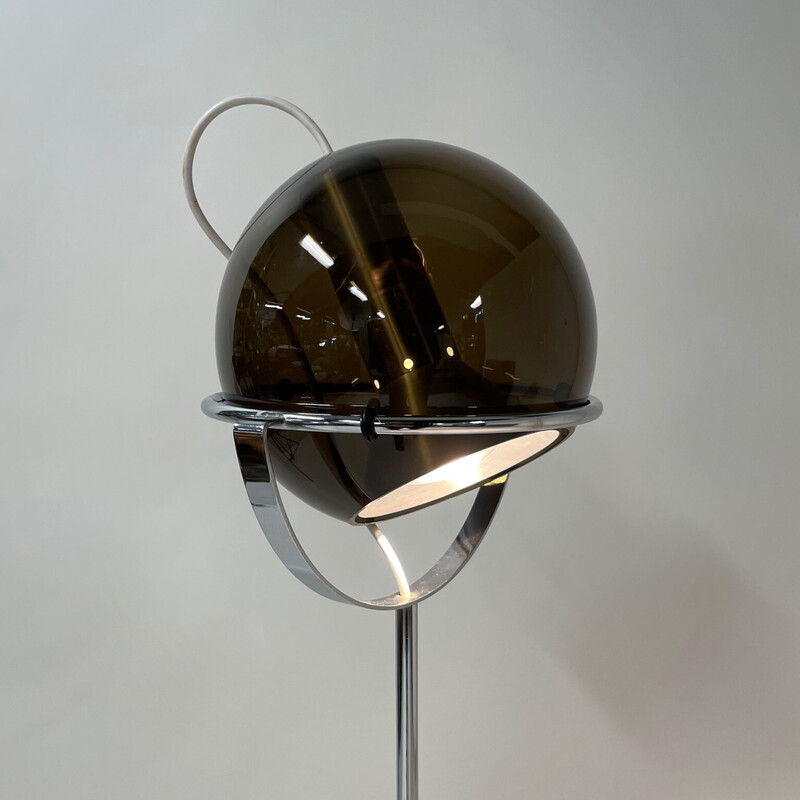 Lampadaire globe vintage en verre fumé par Frank Ligtelijn pour Raak, 1960