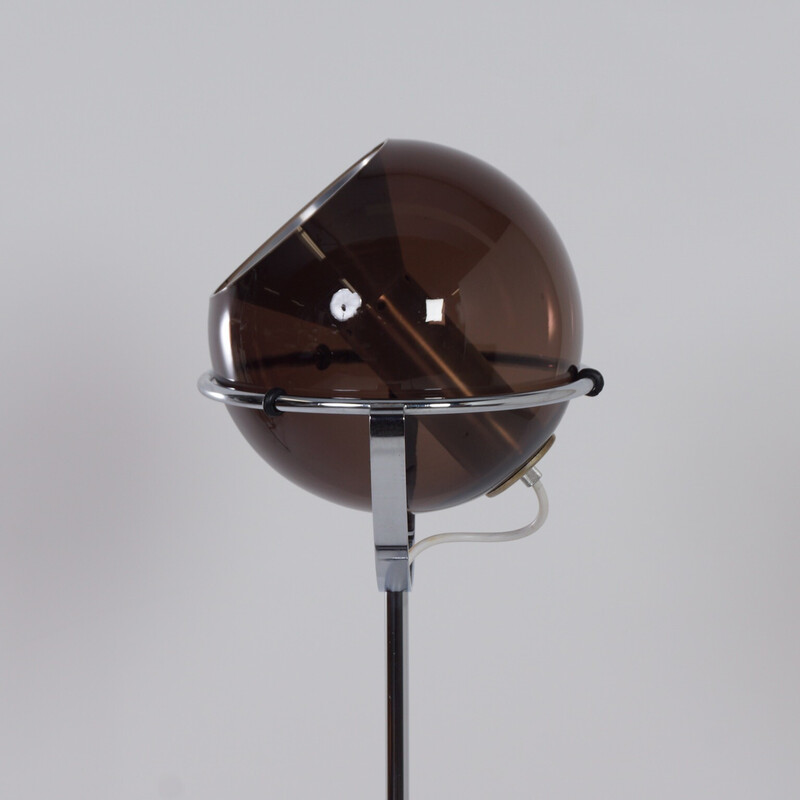 Vintage globe floor lamp in smoked glass by Frank Ligtelijn for Raak, 1960s