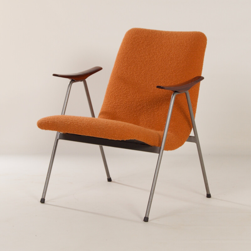 Vintage fauteuil met oranje bouclé stof van Webe, 1960