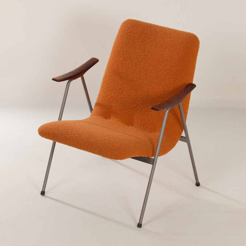 Vintage-Sessel mit orangefarbenem Bouclé-Stoff von Webe, 1960er Jahre