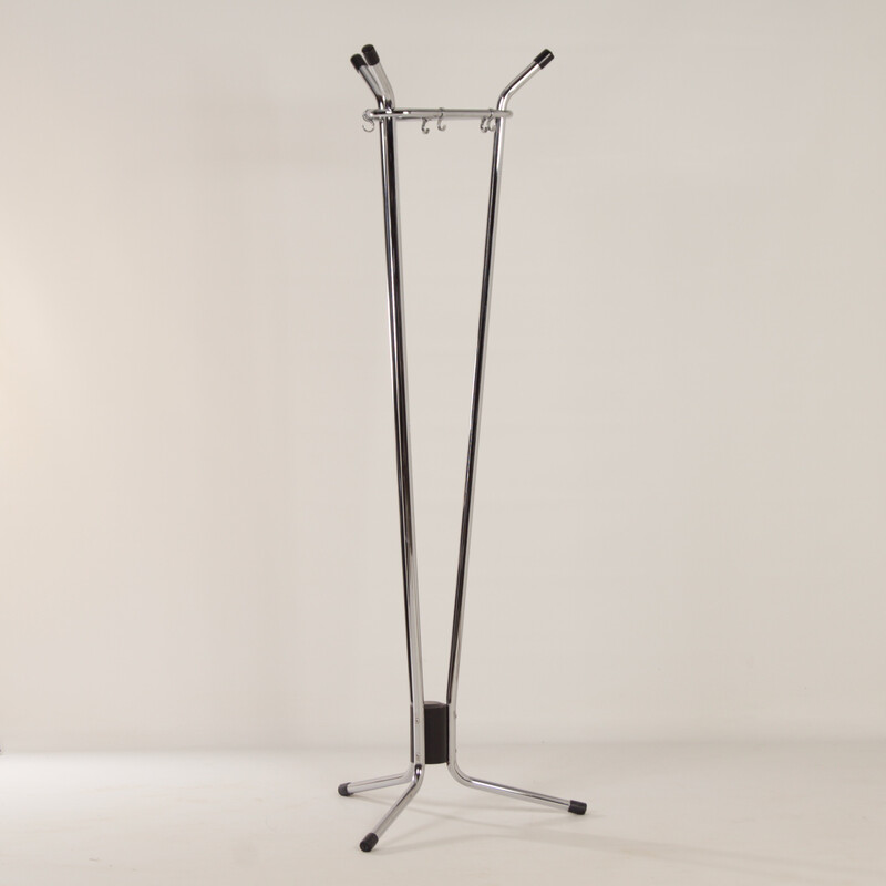 Vintage bauhaus coat stand in chromed metal by Tubax, Belgium 1960