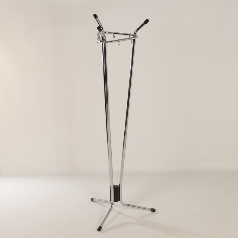 Vintage bauhaus coat stand in chromed metal by Tubax, Belgium 1960