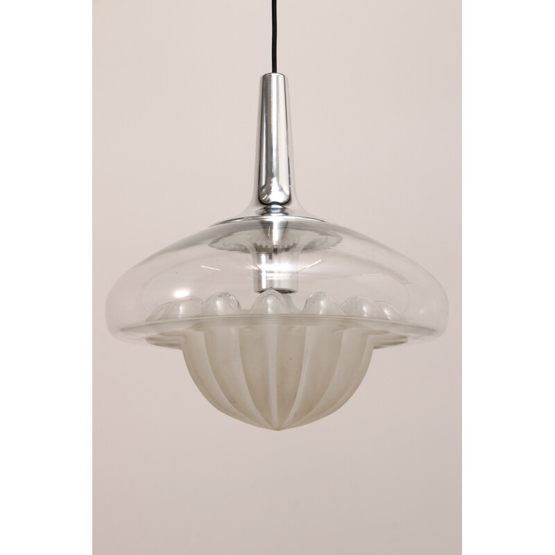 Vintage handgeblazen glazen hanglamp van Peill en Putzler, 1960