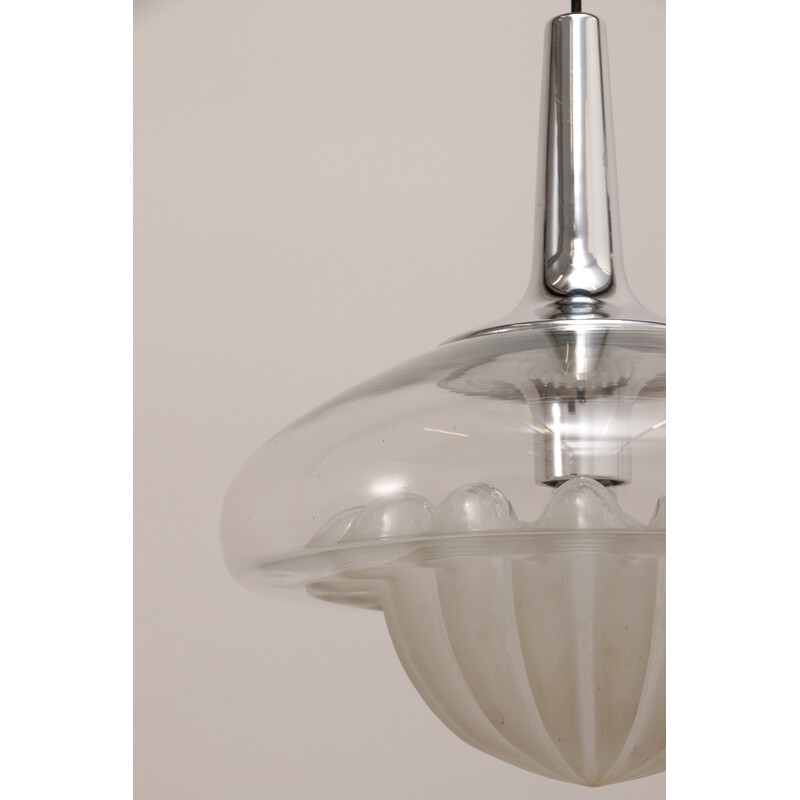 Vintage hand-blown glass pendant lamp by Peill and Putzler, 1960