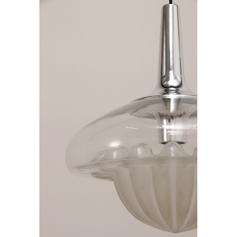 Vintage handgeblazen glazen hanglamp van Peill en Putzler, 1960