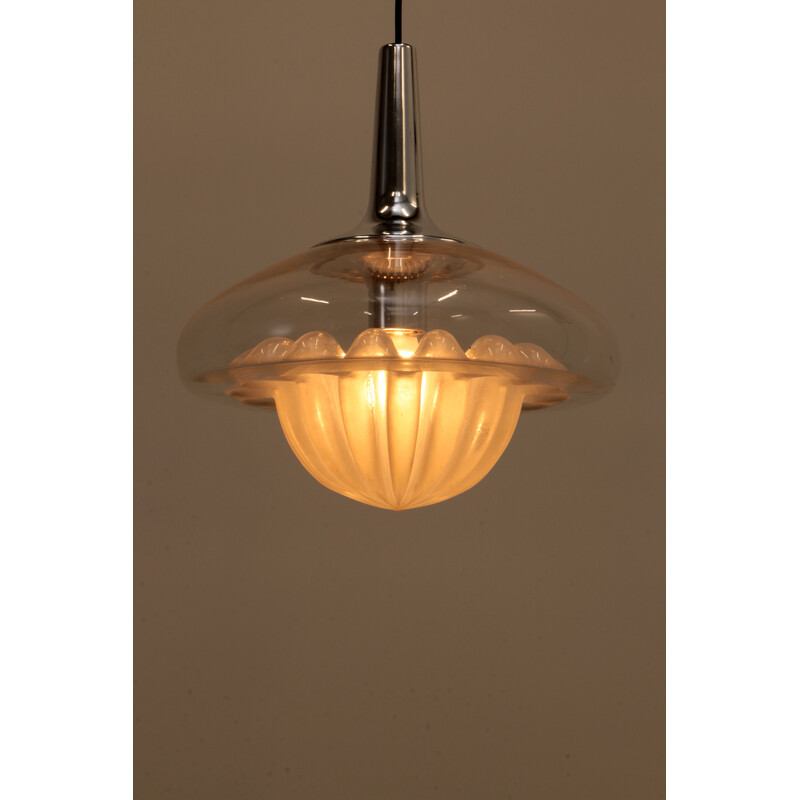 Vintage hand-blown glass pendant lamp by Peill and Putzler, 1960