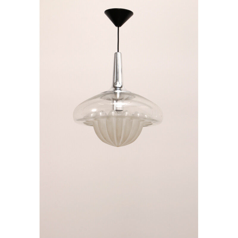 Vintage hand-blown glass pendant lamp by Peill and Putzler, 1960