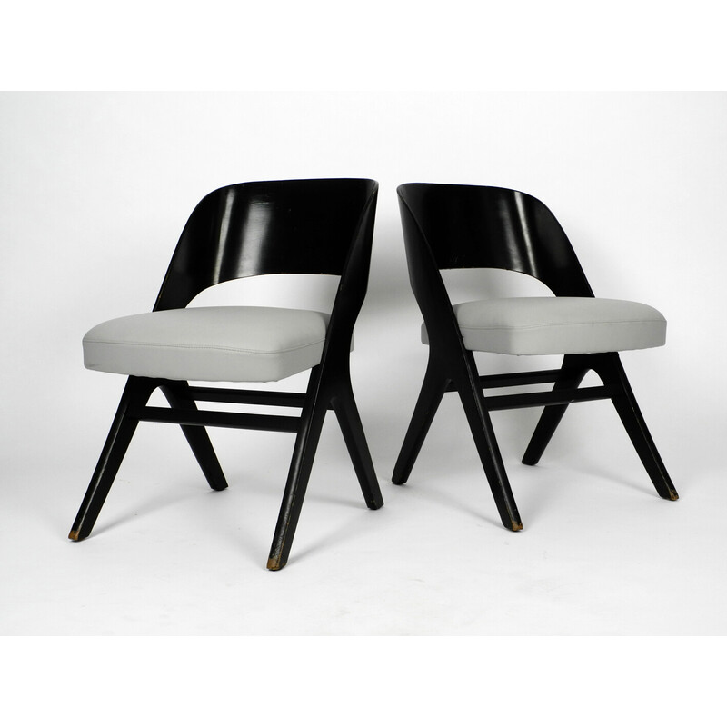 Paar vintage zwarte en grijze stoelen van Carl Sasse voor Casala, 1950