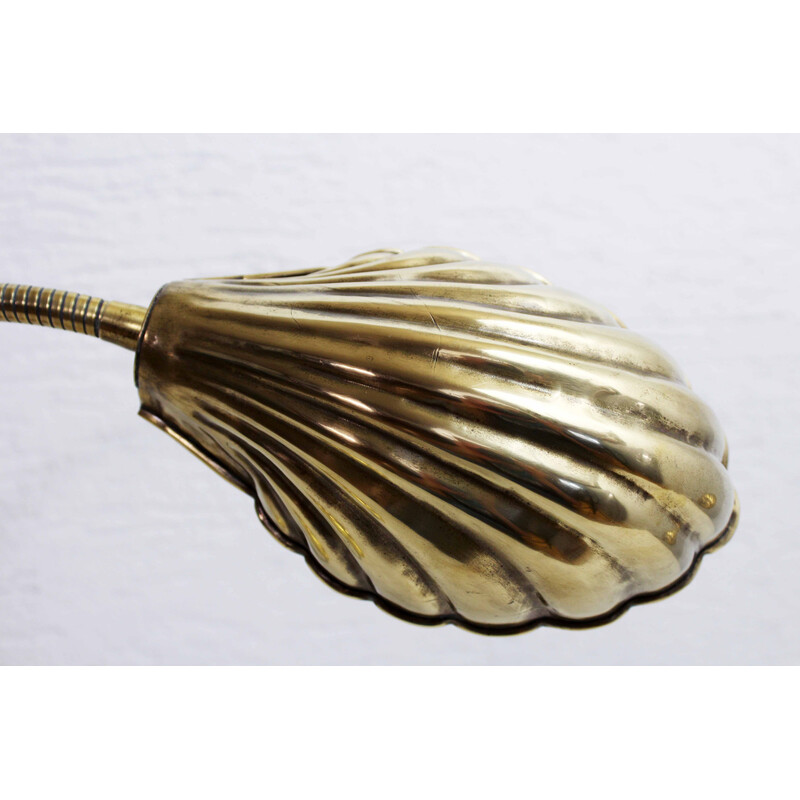 Vintage brass shell lamp, 1960