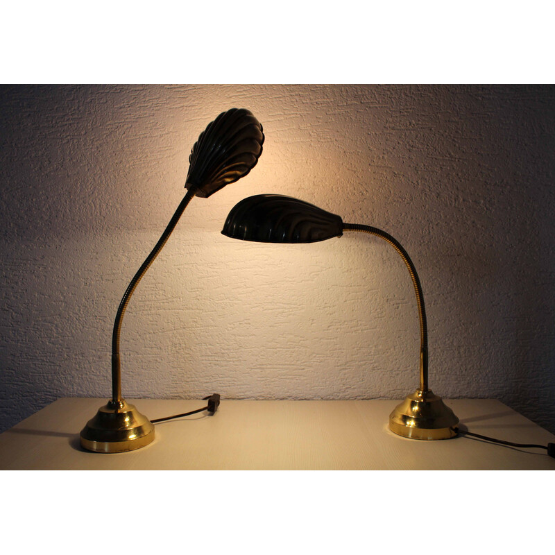 Lampada a conchiglia in ottone vintage, 1960