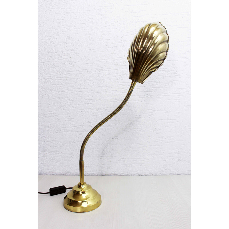 Vintage brass shell lamp, 1960