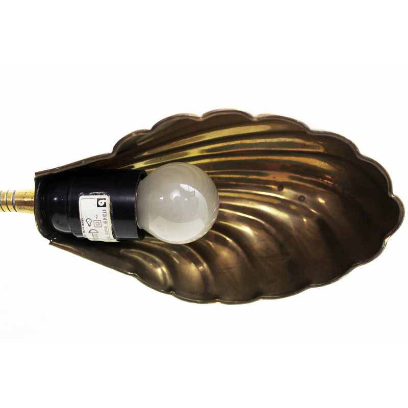 Lampe vintage coquillage en laiton, 1960