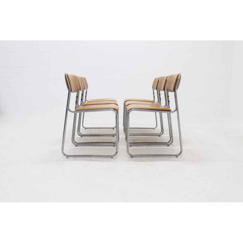 Conjunto de 6 cadeiras vintage em aço Se09 de Walter Antonis para 't Spectrum, 1970