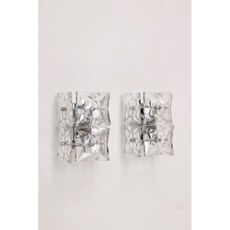 Pair of vintage crystal wall lamps by Kinkeldey, Germany 1960