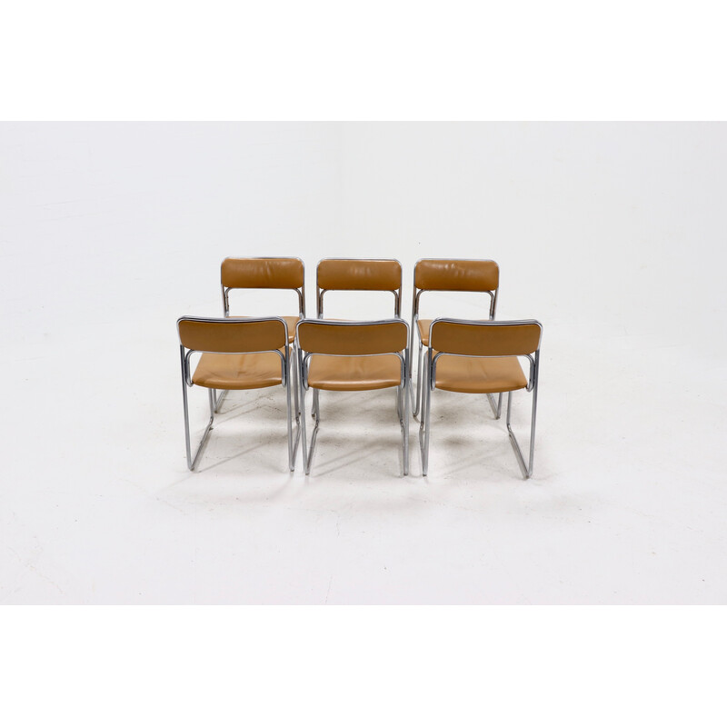 Conjunto de 6 cadeiras vintage em aço Se09 de Walter Antonis para 't Spectrum, 1970