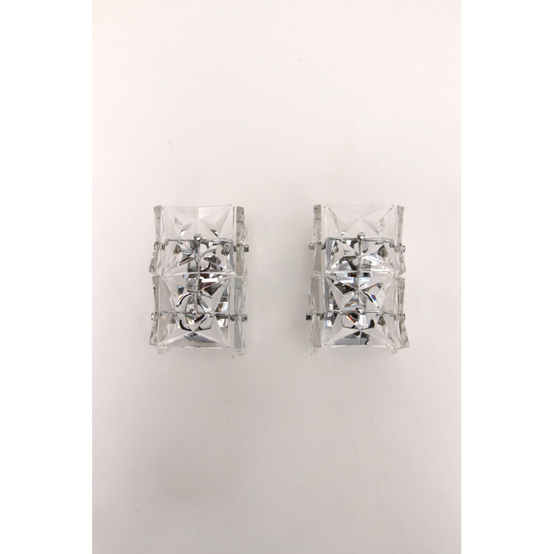 Pair of vintage crystal wall lamps by Kinkeldey, Germany 1960