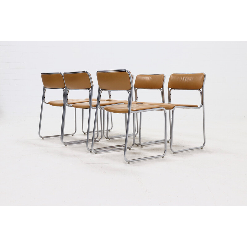 Set of 6 vintage Se09 steel chairs by Walter Antonis for 't Spectrum, 1970