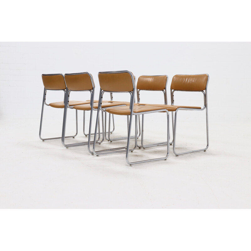 Set van 6 vintage Se09 stalen stoelen van Walter Antonis voor 't Spectrum, 1970