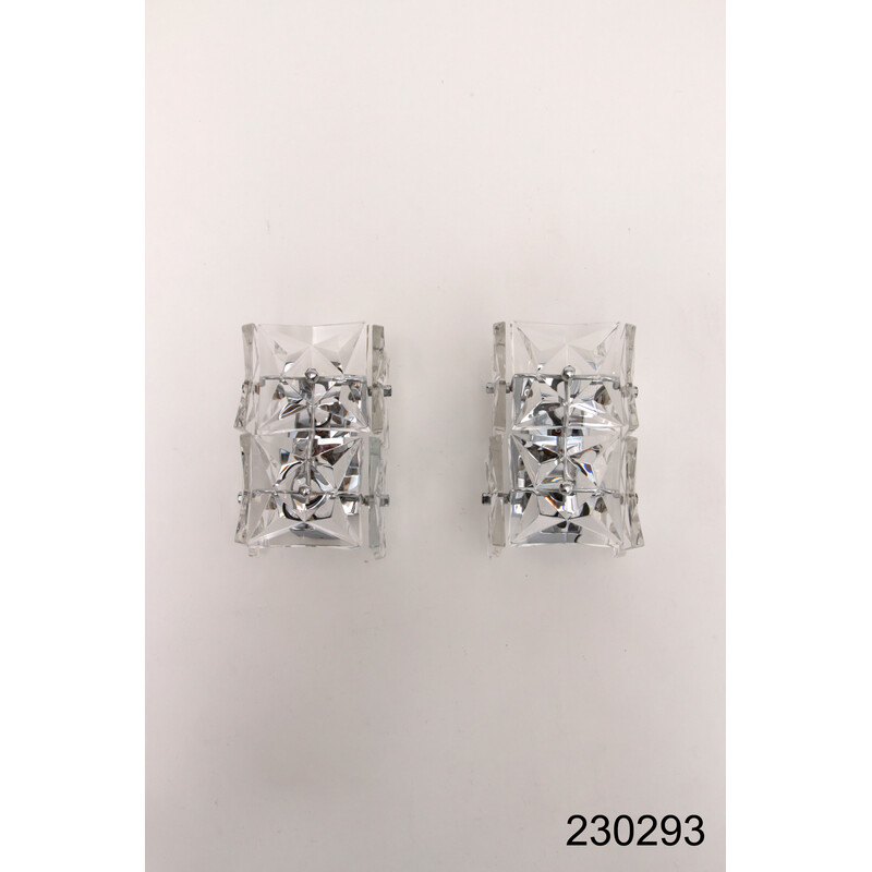 Pair of vintage crystal wall lamps by Kinkeldey, Germany 1960