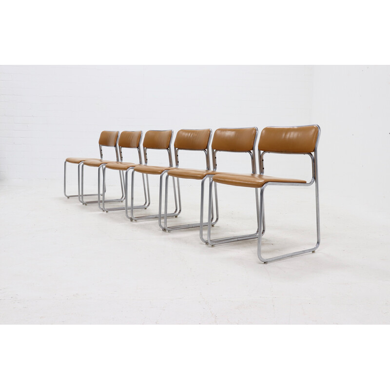 Set of 6 vintage Se09 steel chairs by Walter Antonis for 't Spectrum, 1970