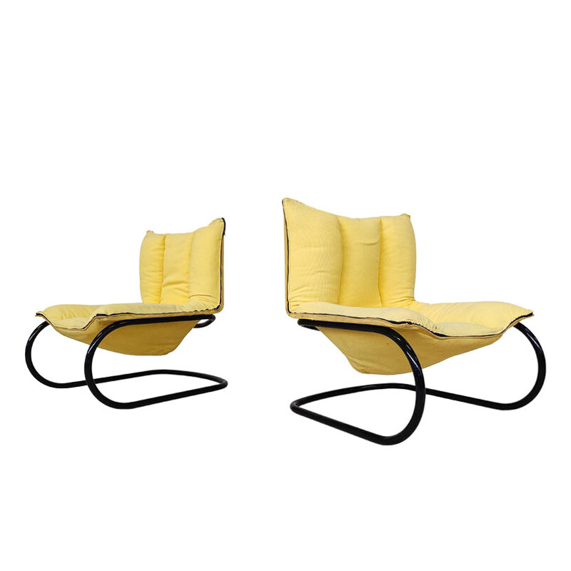 Pair of vintage fabric armchairs, Italy 1970