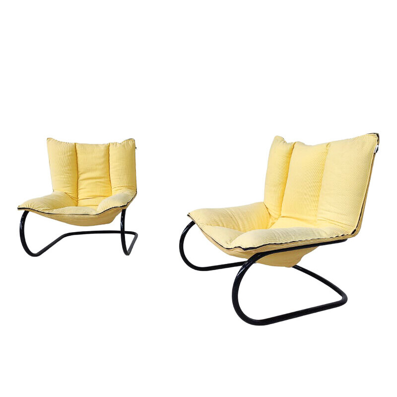 Pair of vintage fabric armchairs, Italy 1970