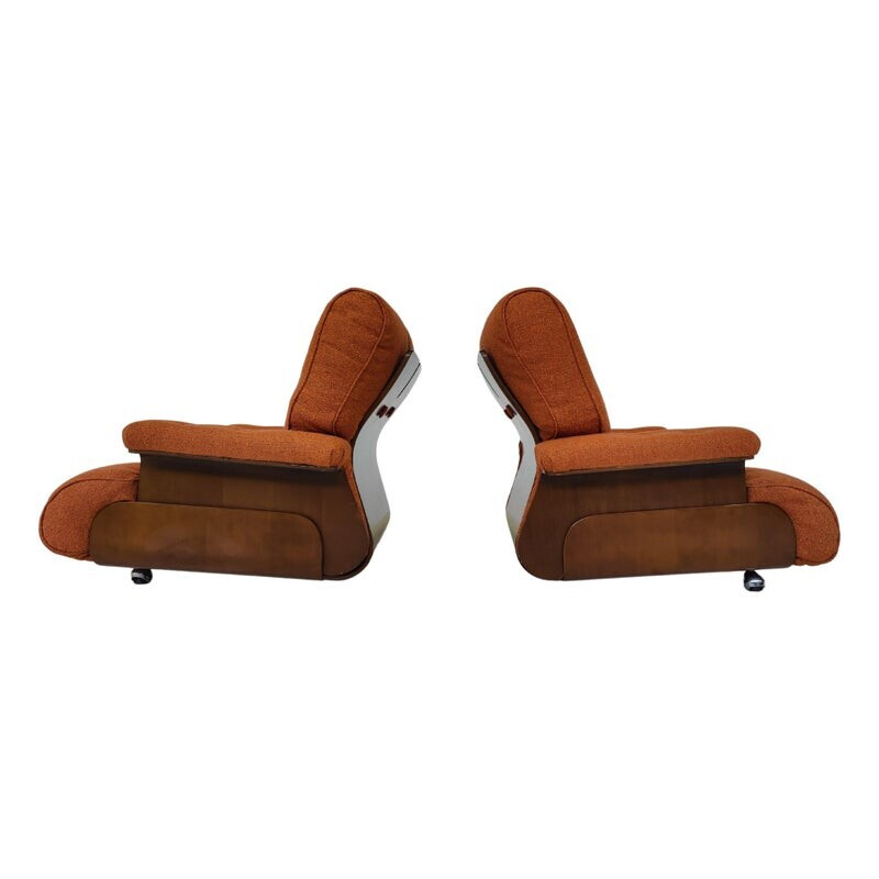 Pair of mid-century orange armchairs, Italy 1960s