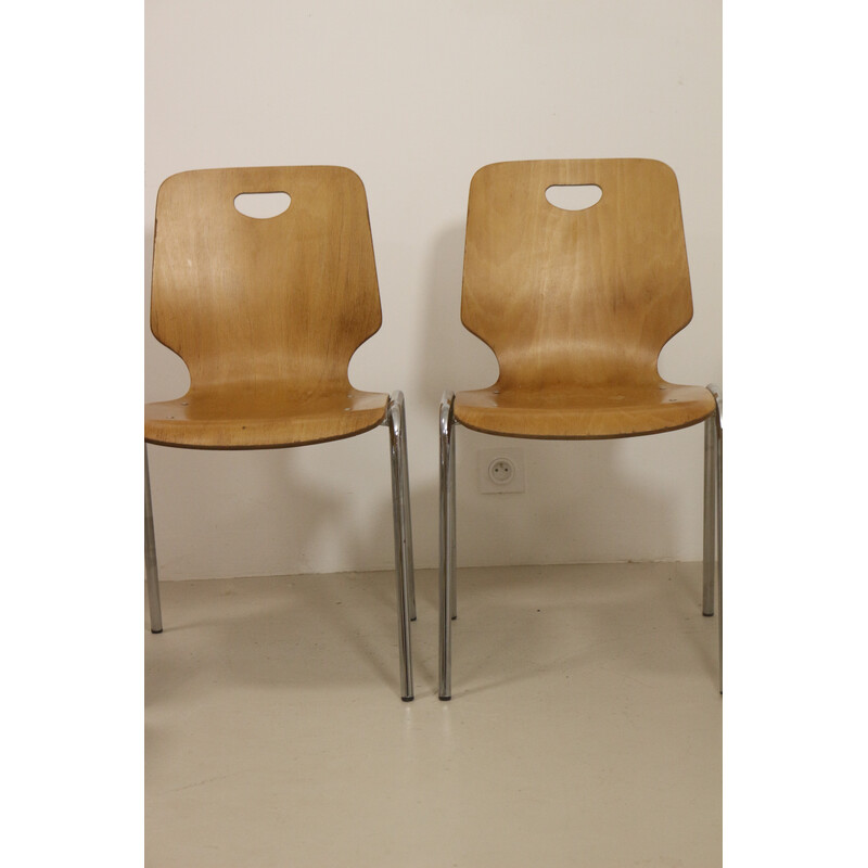 10 Stapelbare Vintage-Stühle aus Sperrholz, 1980