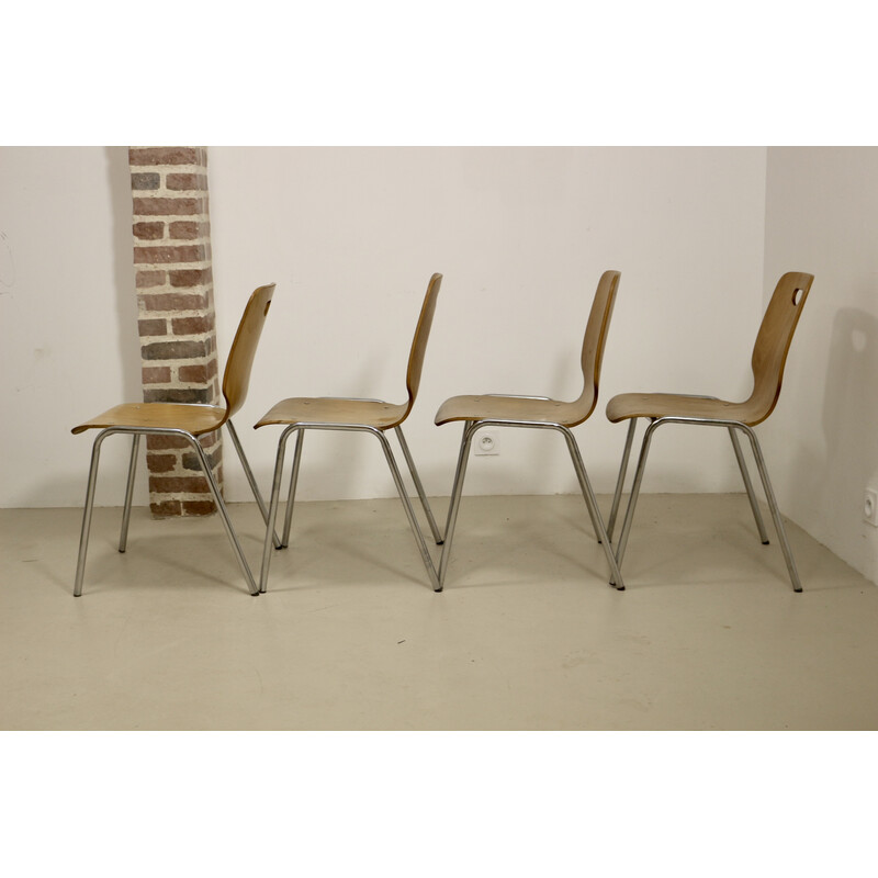 Set van 10 vintage triplex stapelstoelen, 1980