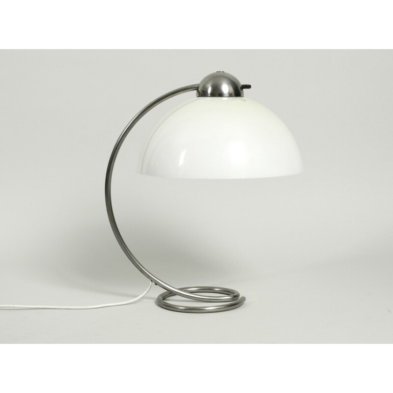 Lampada da tavolo di metà secolo in metallo con paralume in plastica di Schanzenbach, Germania 1950