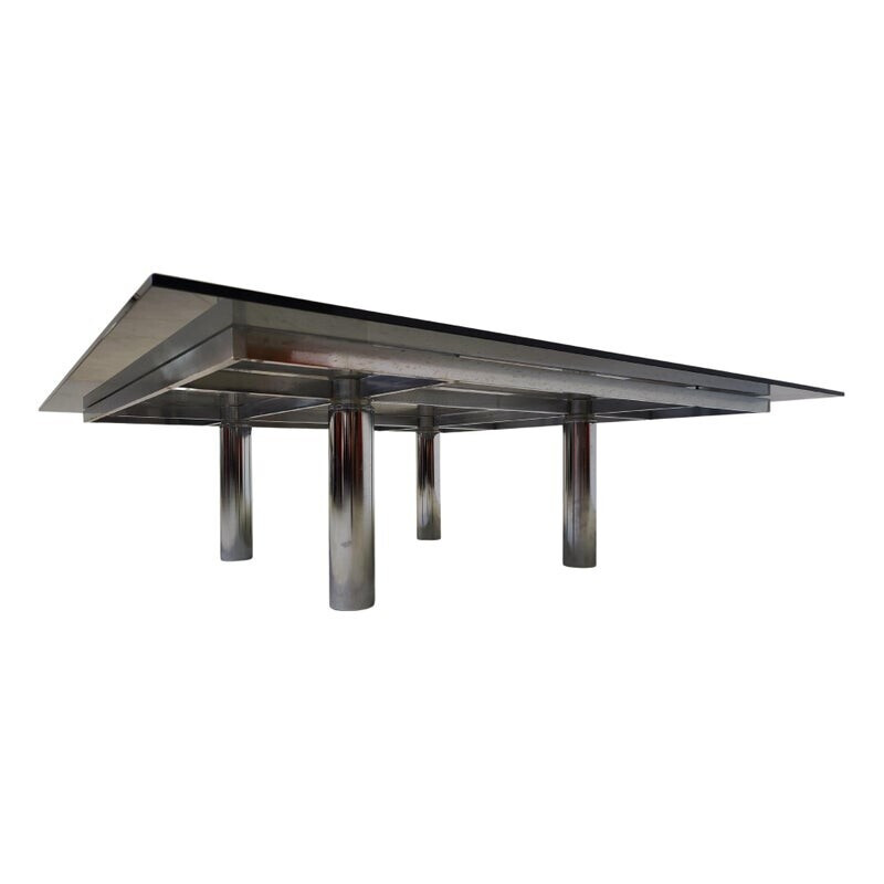 Mid-century André coffee table in chrome and glass by Afra and Tobia Scarpa for Gavina, Italy 1970s