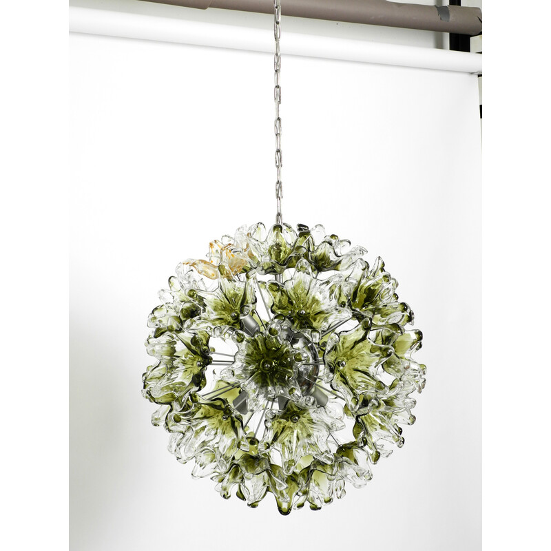 Vintage Italian pendant lamp with Murano glass flowers by VeArt, 1960s