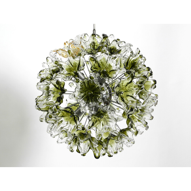 Vintage Italian pendant lamp with Murano glass flowers by VeArt, 1960s