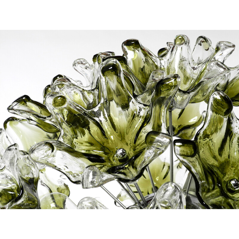 Candeeiro suspenso italiano vintage com flores em vidro Murano da VeArt, anos 60