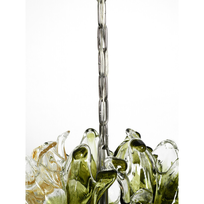 Vintage Italian pendant lamp with Murano glass flowers by VeArt, 1960s