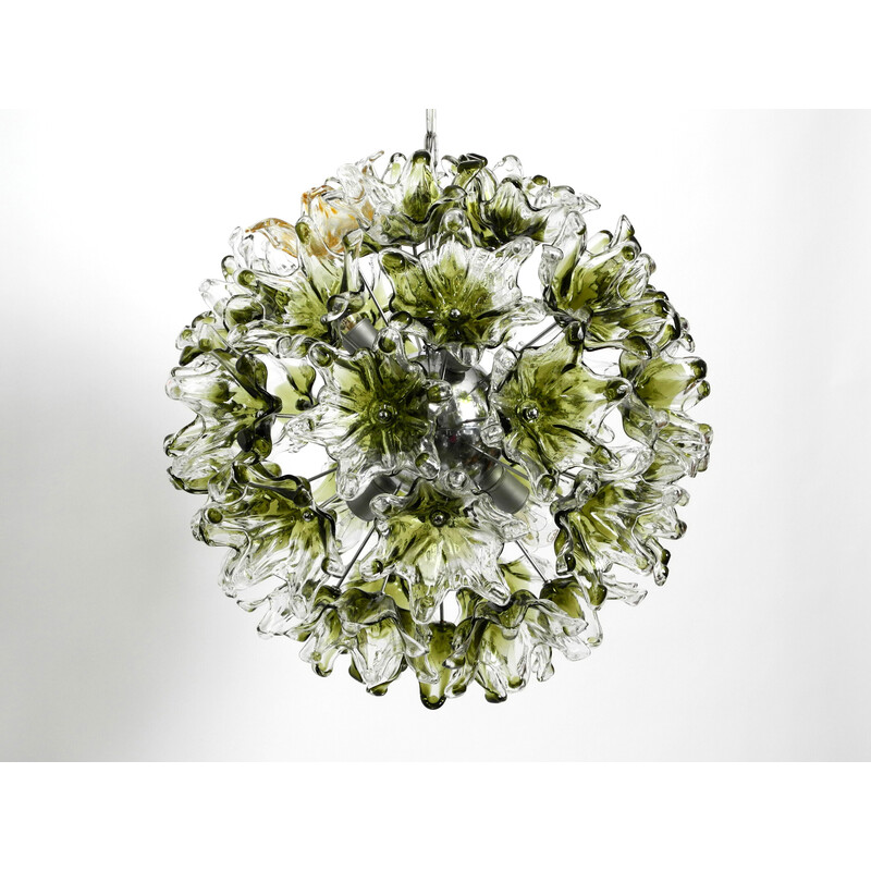 Vintage Italian pendant lamp with Murano glass flowers by VeArt, 1960s