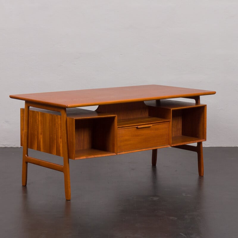 Vintage teak desk model 75 by Gunni Omann for Omann Jun's Møbelfabrik, Denmark 1960s